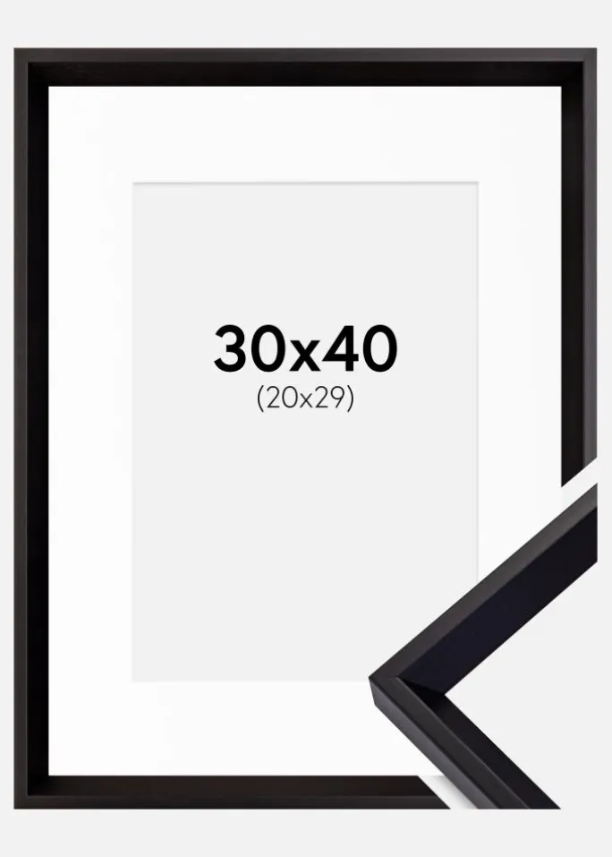 Ramme Globe Sort 30x40 cm - Passepartout Hvid 21x30 cm