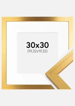Ramme Gold Wood 30x30 cm - Passepartout Hvid 8x8 inches