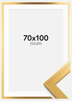 Ramme Gold Wood 70x100 cm - Passepartout Hvid 60x90 cm
