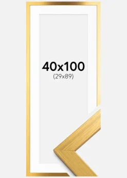 Ramme Gold Wood 40x100 cm - Passepartout Hvid 30x90 cm