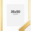 Ramme Gold Wood 35x50 cm - Passepartout Hvid 24x30 cm