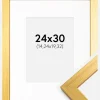 Ramme Gold Wood 24x30 cm - Passepartout Hvid 6x8 inches