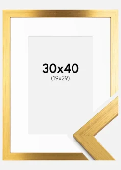 Ramme Gold Wood 30x40 cm - Passepartout Hvid 20x30 cm