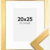 Ramme Gold Wood 20x25 cm - Passepartout Hvid 5x7 inches