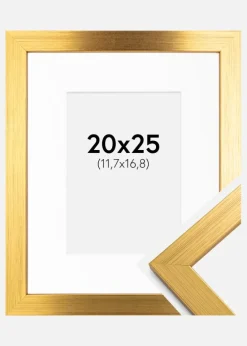 Ramme Gold Wood 20x25 cm - Passepartout Hvid 5x7 inches