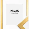 Ramme Gold Wood 28x35 cm - Passepartout Hvid 8x10 inches