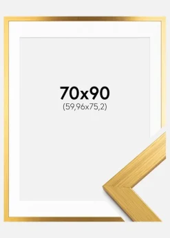 Ramme Gold Wood 70x90 cm - Passepartout Hvid 24x30 inches