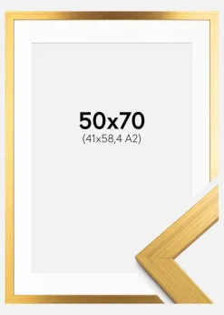 Ramme Gold Wood 50x70 cm - Passepartout Hvid 42x59,4 cm (A2)