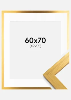 Ramme Gold Wood 60x70 cm - Passepartout Hvid 50x56 cm