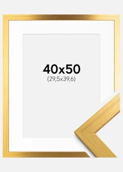 Ramme Gold Wood 40x50 cm - Passepartout Hvid 12x16 inches