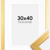 Ramme Gold Wood 30x40 cm - Passepartout Hvid 8x12 inches