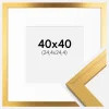Ramme Gold Wood 40x40 cm - Passepartout Hvid 10x10 inches