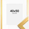Ramme Gold Wood 40x50 cm - Passepartout Hvid 27x35 cm