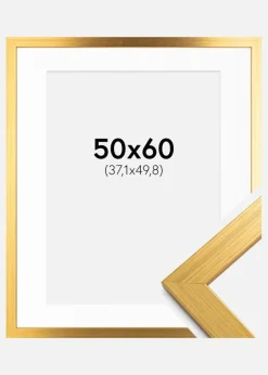 Ramme Gold Wood 50x60 cm - Passepartout Hvid 15x20 inches