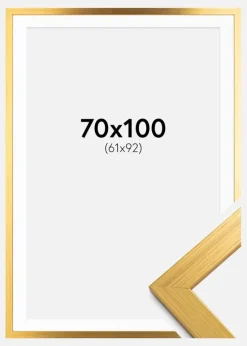 Ramme Gold Wood 70x100 cm - Passepartout Hvid 62x93 cm