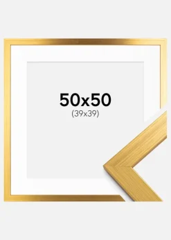 Ramme Gold Wood 50x50 cm - Passepartout Hvid 40x40 cm