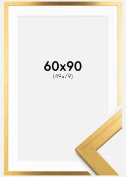 Ramme Gold Wood 60x90 cm - Passepartout Hvid 50x80 cm