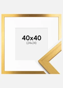 Ramme Gold Wood 40x40 cm - Passepartout Hvid 25x25 cm