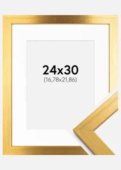 Ramme Gold Wood 24x30 cm - Passepartout Hvid 7x9 inches