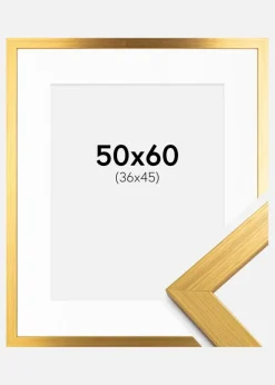 Ramme Gold Wood 50x60 cm - Passepartout Hvid 37x46 cm