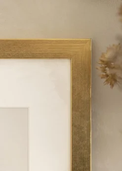 Ramme Gold Wood 30x40 cm - Passepartout Hvid 18x27 cm