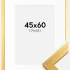 Ramme Gold Wood 45x60 cm - Passepartout Hvid 30x45 cm
