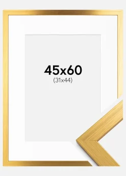Ramme Gold Wood 45x60 cm - Passepartout Hvid 32x45 cm
