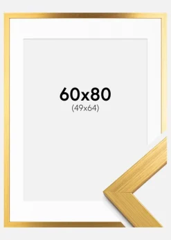 Ramme Gold Wood 60x80 cm - Passepartout Hvid 50x65 cm