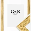 Ramme Grace Guld 30x40 cm - Passepartout Hvid 21x30 cm