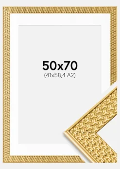 Ramme Grace Guld 50x70 cm - Passepartout Hvid 42x59,4 cm (A2)