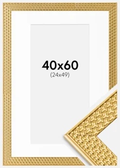 Ramme Grace Guld 40x60 cm - Passepartout Hvid 25x50 cm