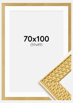 Ramme Grace Guld 70x100 cm - Passepartout Hvid 60x90 cm