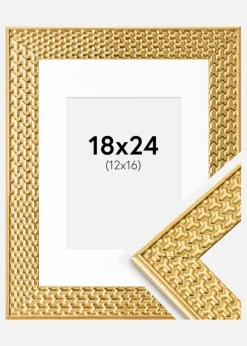 Ramme Grace Guld 18x24 cm - Passepartout Hvid 13x17 cm