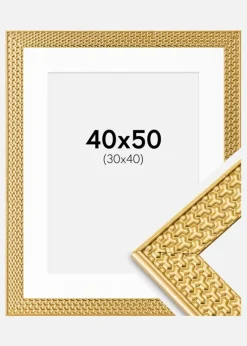 Ramme Grace Guld 40x50 cm - Passepartout Hvid 31x41 cm