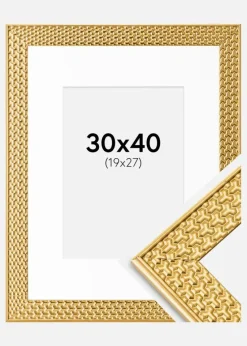 Ramme Grace Guld 30x40 cm - Passepartout Hvid 20x28 cm