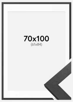 Ramme Graphite Wood 70x100 cm - Passepartout Hvid 62x85 cm