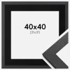 Ramme Graphite Wood 40x40 cm - Passepartout Sort 32x32 cm