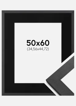 Ramme Graphite Wood 50x60 cm - Passepartout Sort 14x18 inches