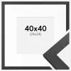 Ramme Graphite Wood 40x40 cm - Passepartout Hvid 25x25 cm