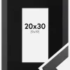 Ramme Graphite Wood 20x30 cm - Passepartout Sort 10x20 cm