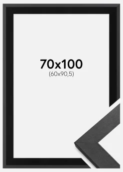 Ramme Graphite Wood 70x100 cm - Passepartout Sort 61x91,5 cm