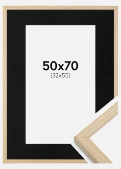 Ramme Grimsåker Eg 50x70 cm - Passepartout Sort 33x56 cm