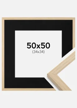 Ramme Grimsåker Eg 50x50 cm - Passepartout Sort 35x35 cm