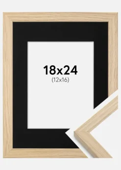Ramme Grimsåker Eg 18x24 cm - Passepartout Sort 13x17 cm