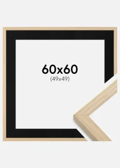 Ramme Grimsåker Eg 60x60 cm - Passepartout Sort 50x50 cm