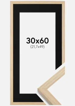 Ramme Grimsåker Eg 30x60 cm - Passepartout Sort 22,7x50 cm
