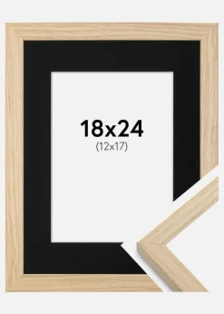 Ramme Grimsåker Eg 18x24 cm - Passepartout Sort 13x18 cm