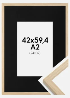 Ramme Grimsåker Eg 42x59,4 cm (A2) - Passepartout Sort 25x38 cm