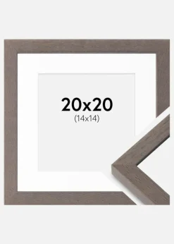 Ramme Hermes Grå 20x20 cm - Passepartout Hvid 15x15 cm