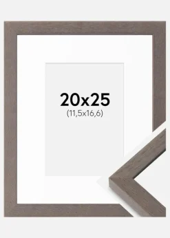 Ramme Hermes Grå 20x25 cm - Passepartout Hvid B6 125x176 mm